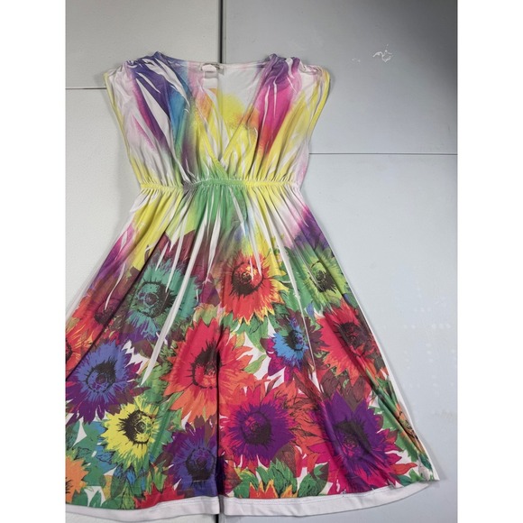 Belinda Rainbow Sunflower Dress V-Neck Sleeveless Summer Made in USA L - Picture 3 of 10
